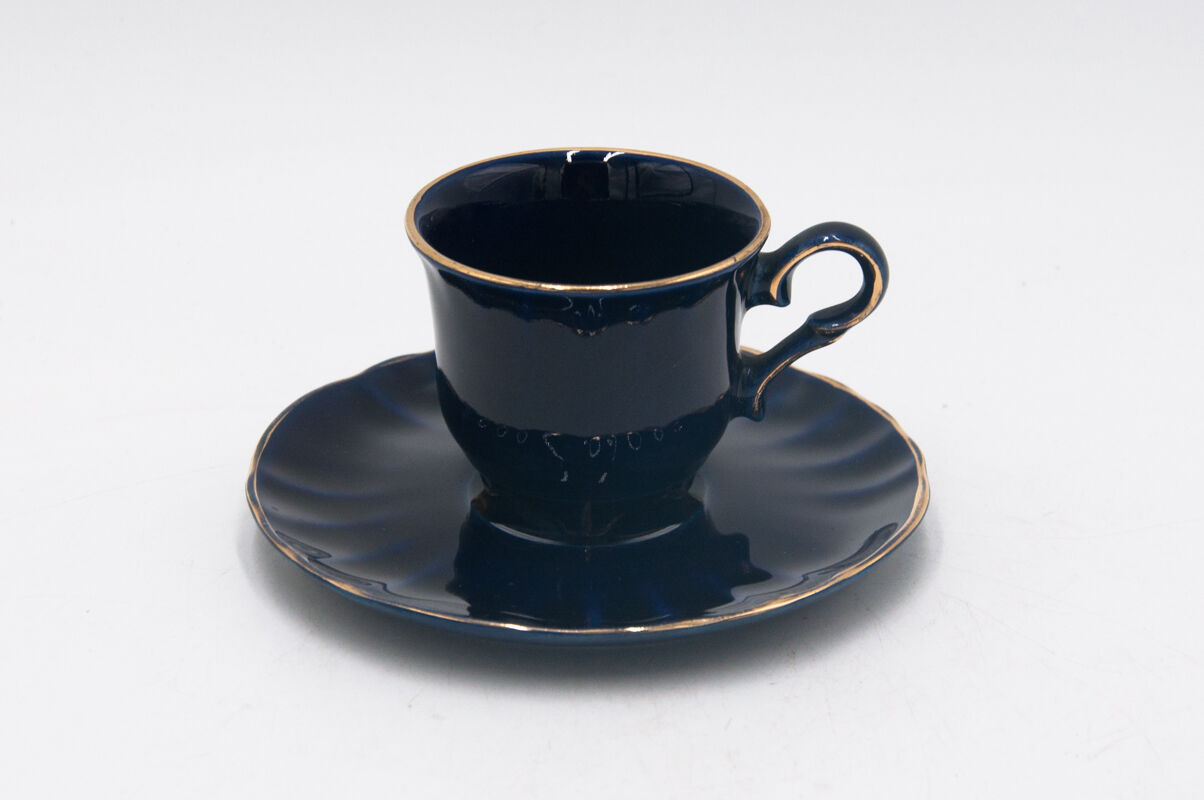 Coffee service, cobalt porcelite, Pruszków, 1960s