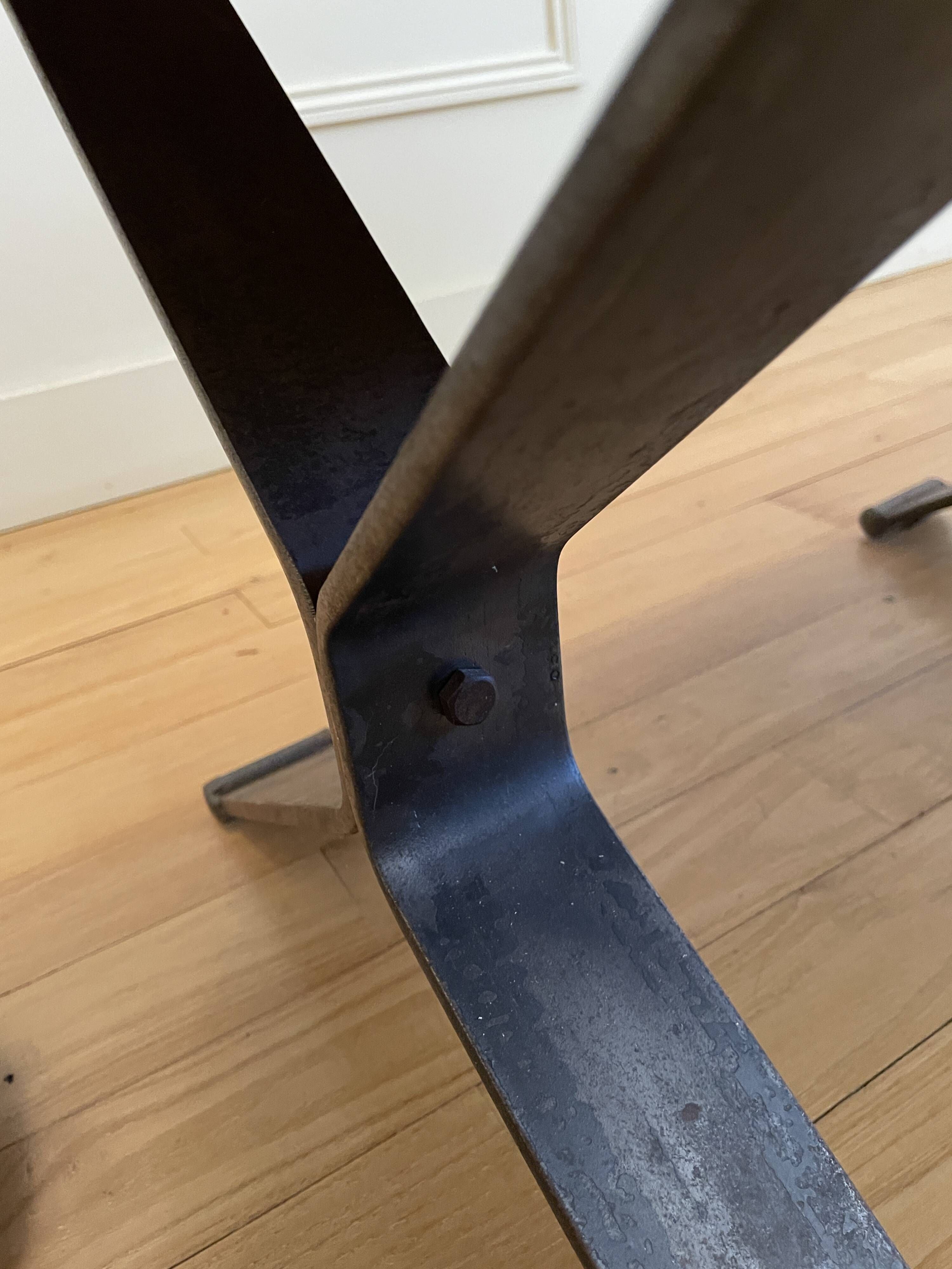 Ceramic coffee table with metal base by G. Reynaud Vallauris