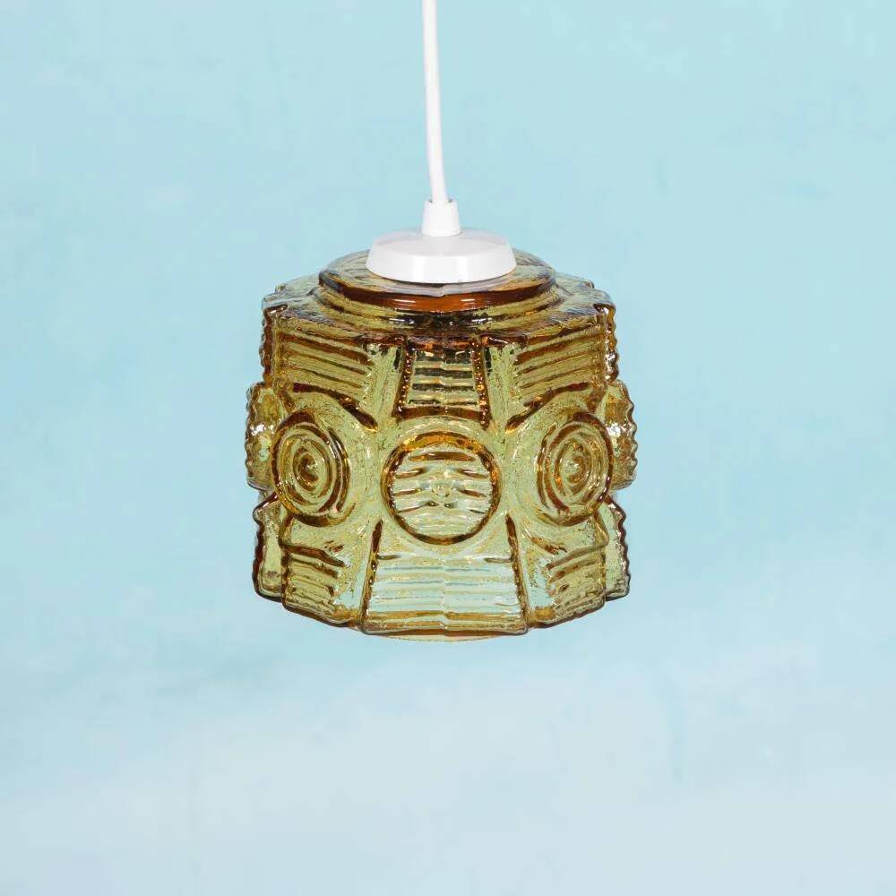 Vintage glass pendant light Vitrika, mid-century amber pendant.