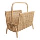 Vintage magazine rack in woven rattan and bamboo.