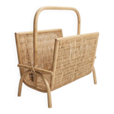 Porte-revues vintage en rotin et bambou tressé
