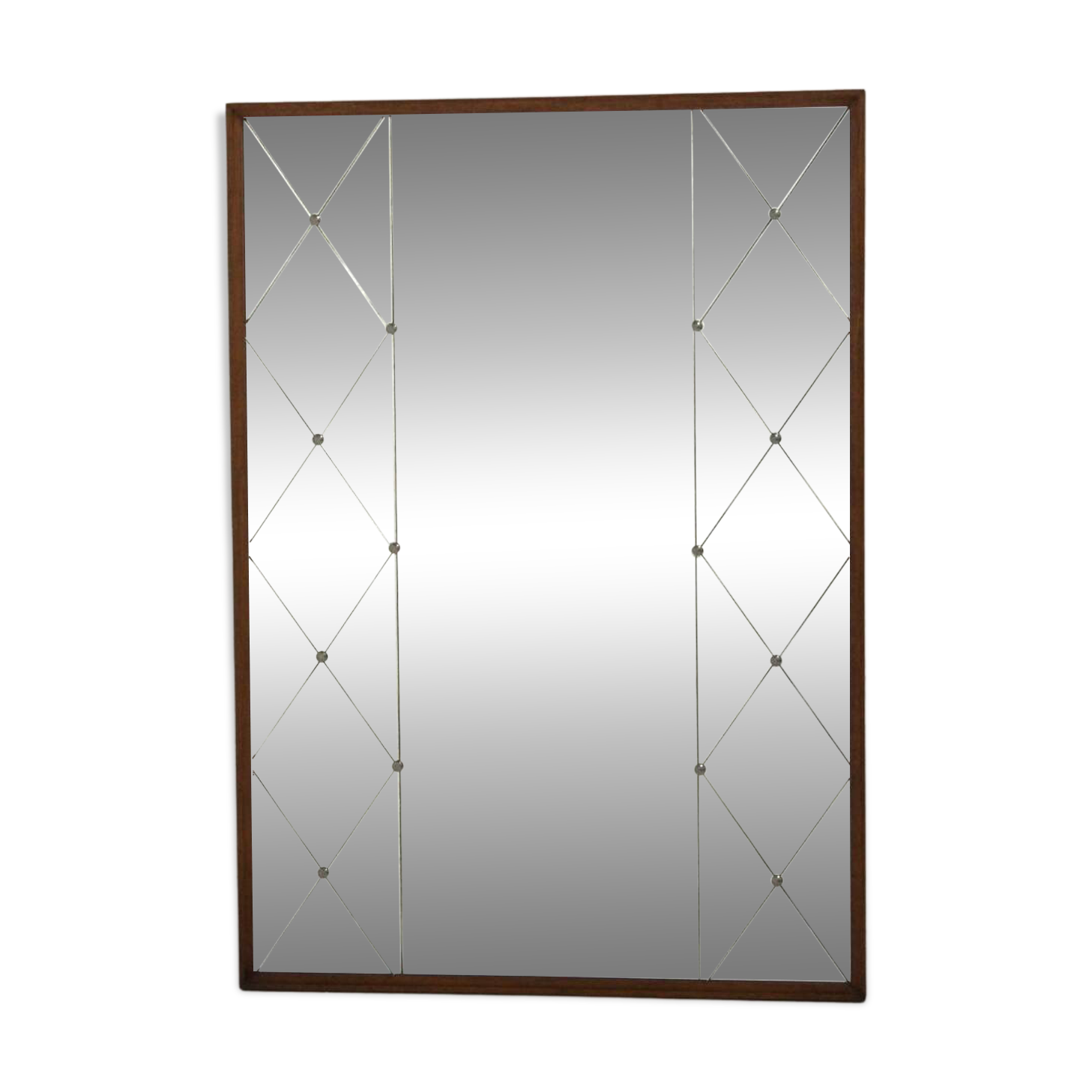 Scandinavian mirror in teak and metal, Sweden, 1960, 118x83cm