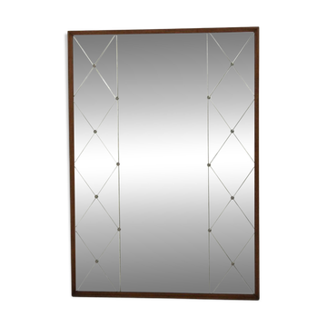 Scandinavian mirror in teak and metal, Sweden, 1960, 118x83cm