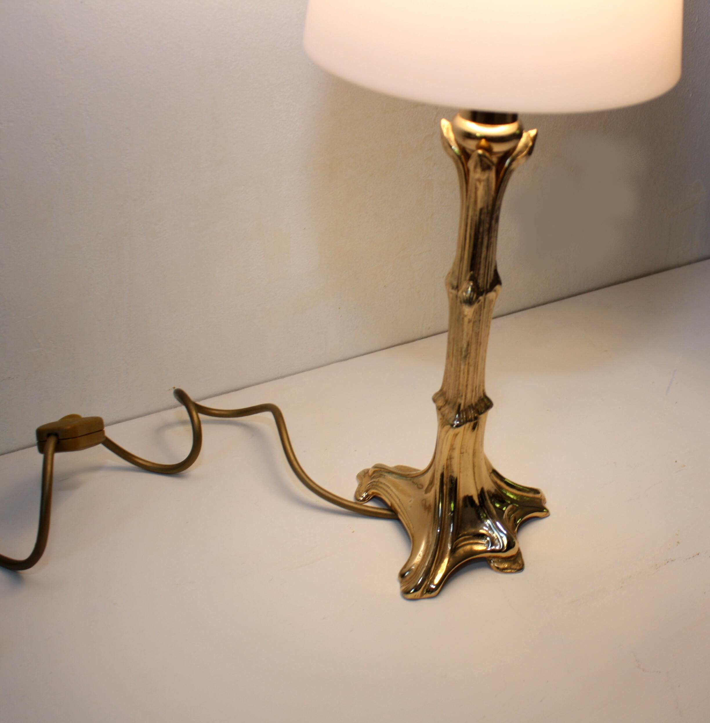 Vintage bamboo style brass lamp 70's signed cattadori