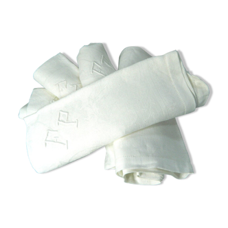 Set of 6 large damask napkins with monogram
