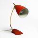 Rare Cosack Mid Century table lamp with red fine wrinkle finish and brass n