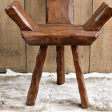 Pair of brutalist chairs made of raw wood