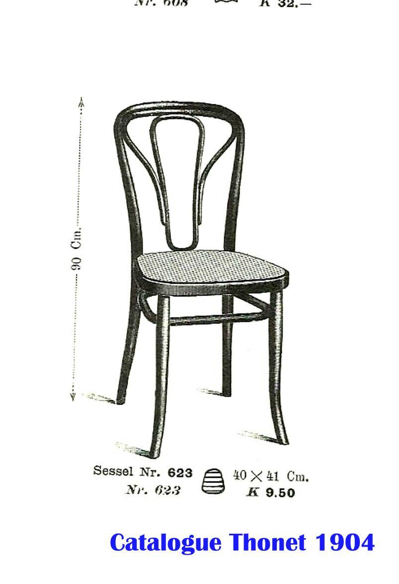 Set de 4 chaises Thonet N°623, vers 1915 état d'origine, 1915