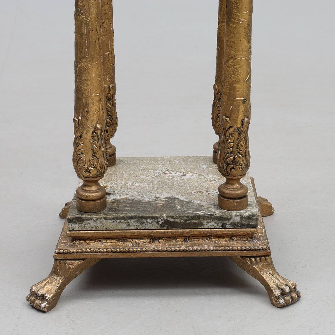 Decorative Pedestal with Marble Top and Lion Paw Feet  For sale: an elegant