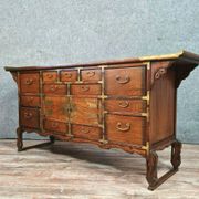 Asian pagoda buffet in exotic wood and gilded bronze circa 1920-1940