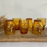 6 amber glasses