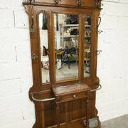 Napoleon III style walnut wardrobe, late 19th century, 3 mirrors, marble top, 8 coat hooks