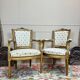 Pair of louis xvi style gilded wood armchairs, 19th century
