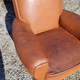 Club armchair in brown leather art deco 1930