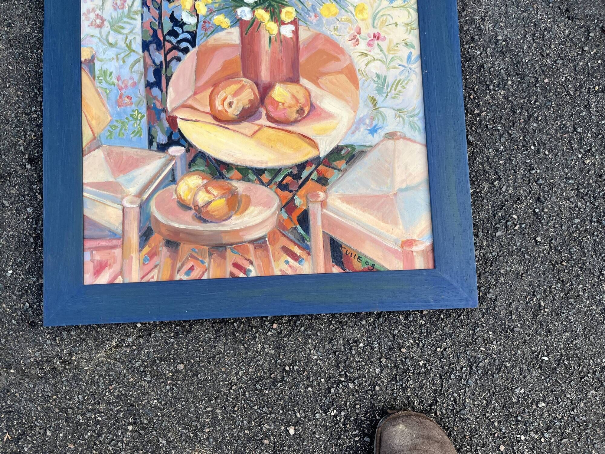 Still life with a bouquet of flowers – Colourful interior – Signed