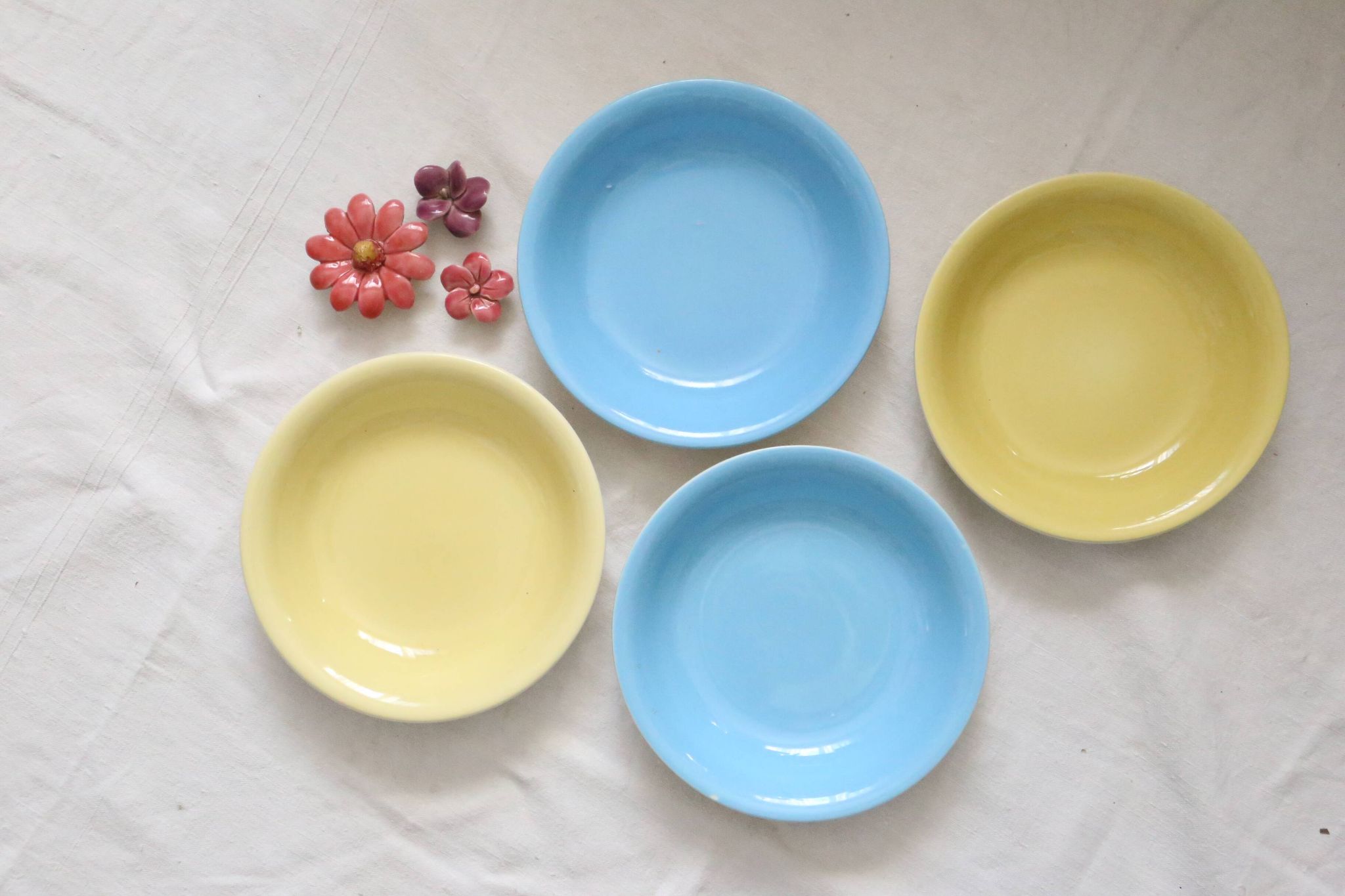 Set de 4 assiettes calottes / creuses en céramique, BOCH, vintage