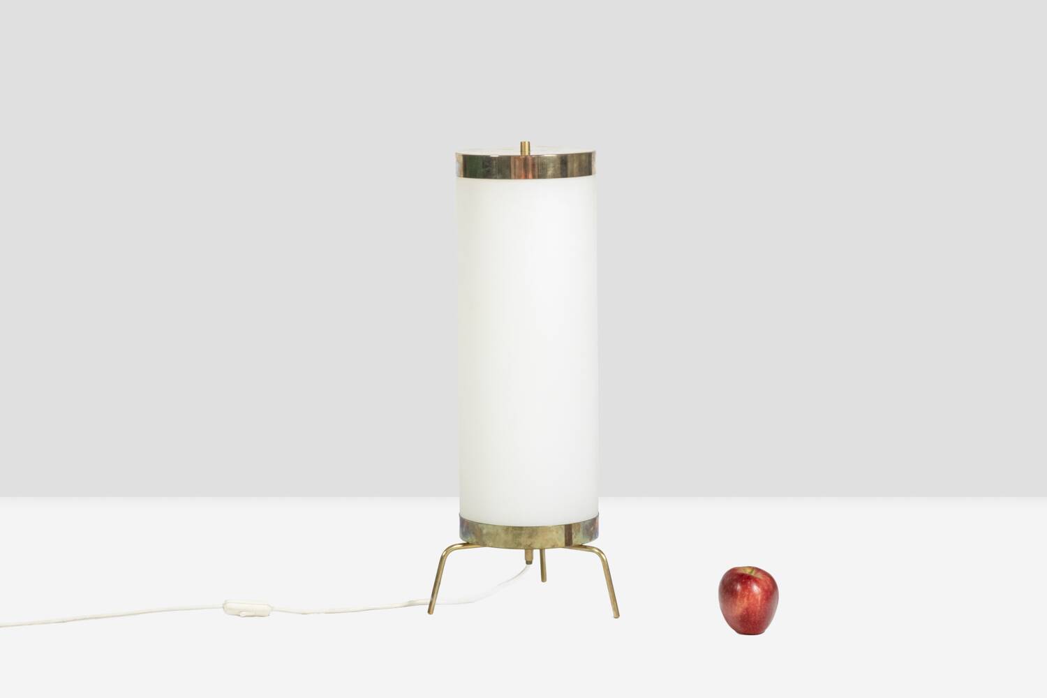 Lamp in white opaline and golden brass, 1970s
