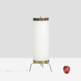 Lampe en opaline blanche et laiton doré, années 1970