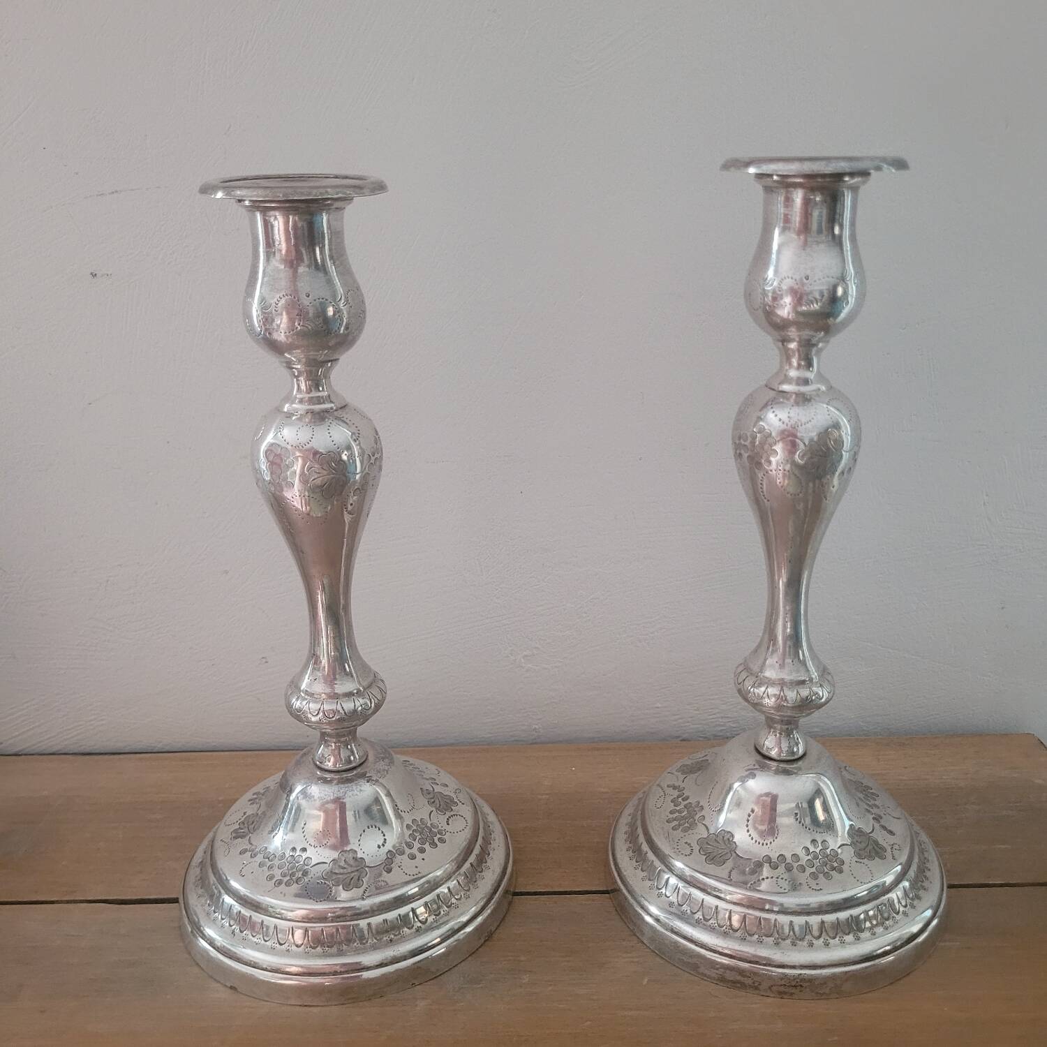 Pair of silver candlesticks 1900