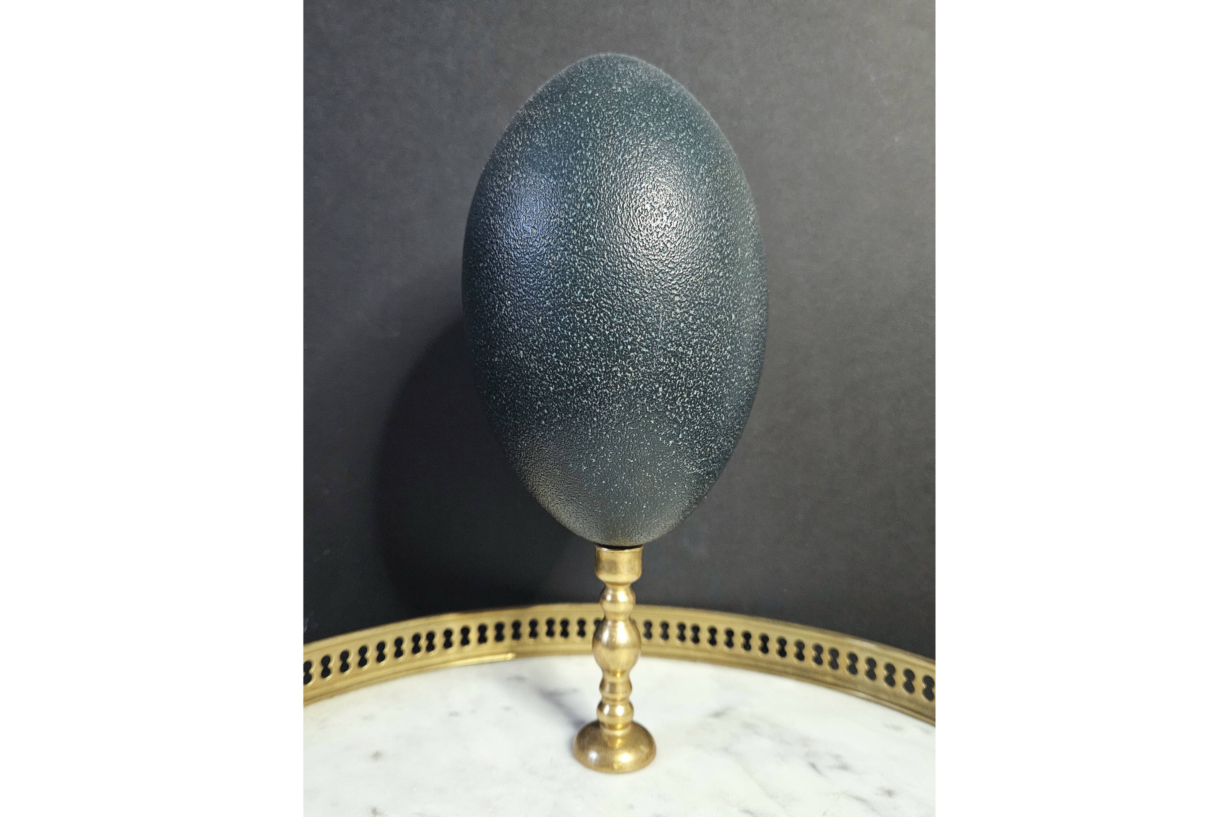 Emu Egg, Bronze Base (Early 20th century) H: 21 cm | Curiosity Collectible | PlaceOddity
