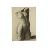 Grand dessin académique Renée Belvaux (1903-1984) Nu féminin 85x60cm