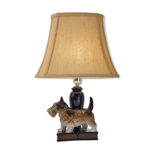 lampe de table chien en céramique, yorkshire terrier, ca des années 1930, anglais, rewired