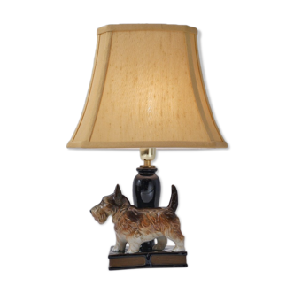 Lampe de table chien en céramique, yorkshire terrier, ca des années 1930, anglais, rewired