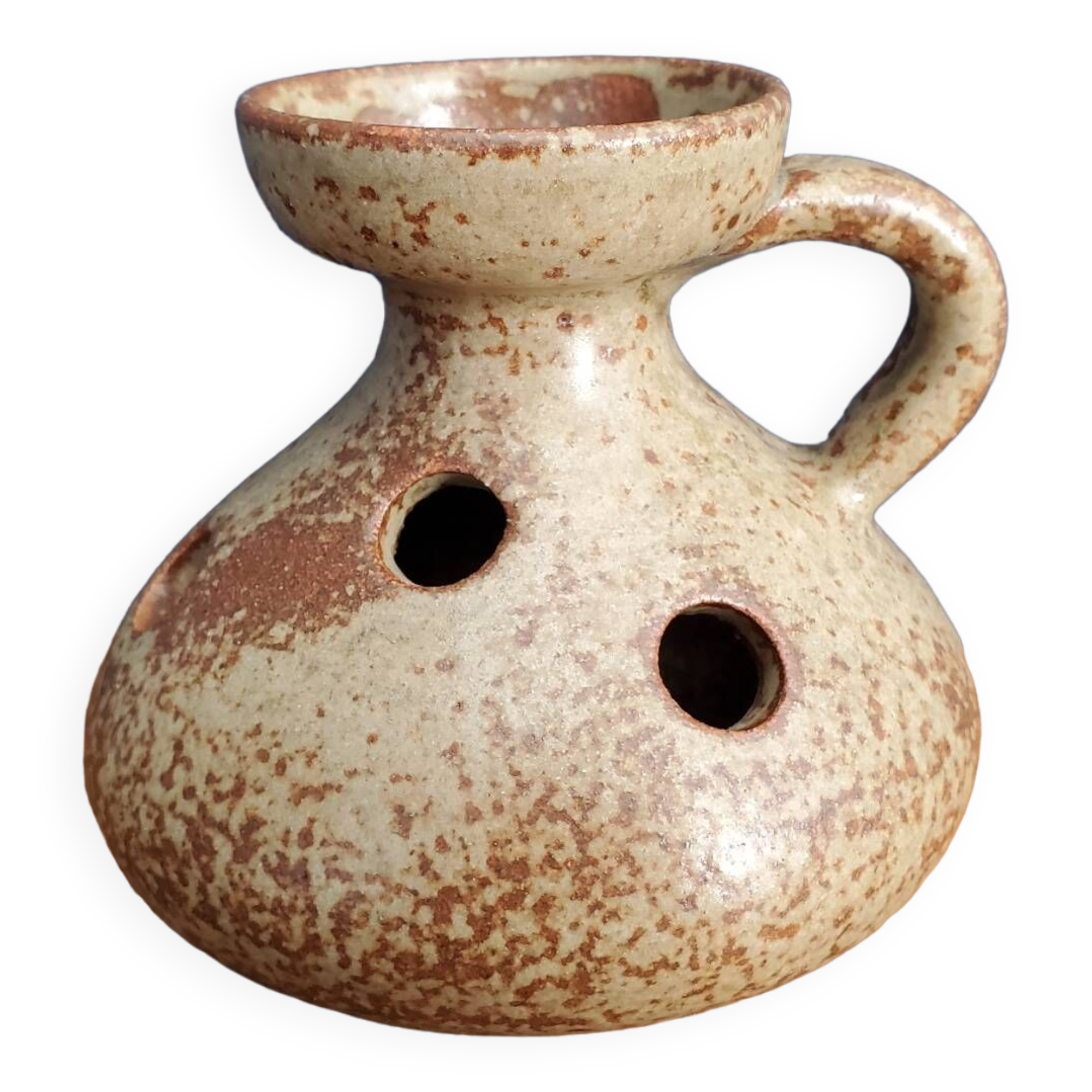 Stoneware cellar rat candle holder