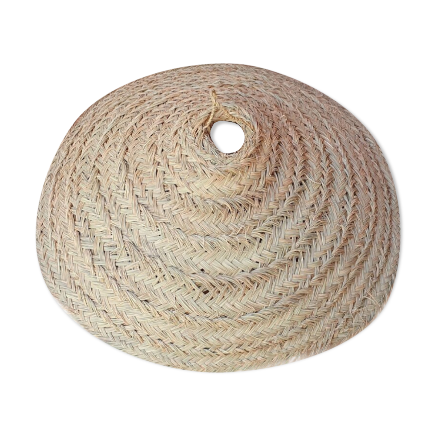 Parasol pendant lamp in braided natural fiber doum straw