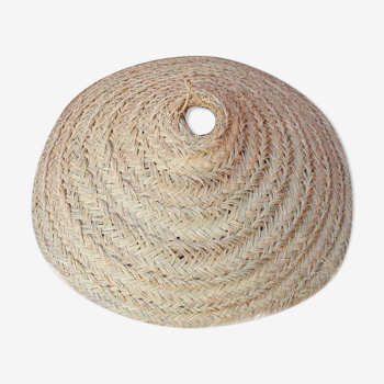 Parasol pendant lamp in braided natural fiber doum straw