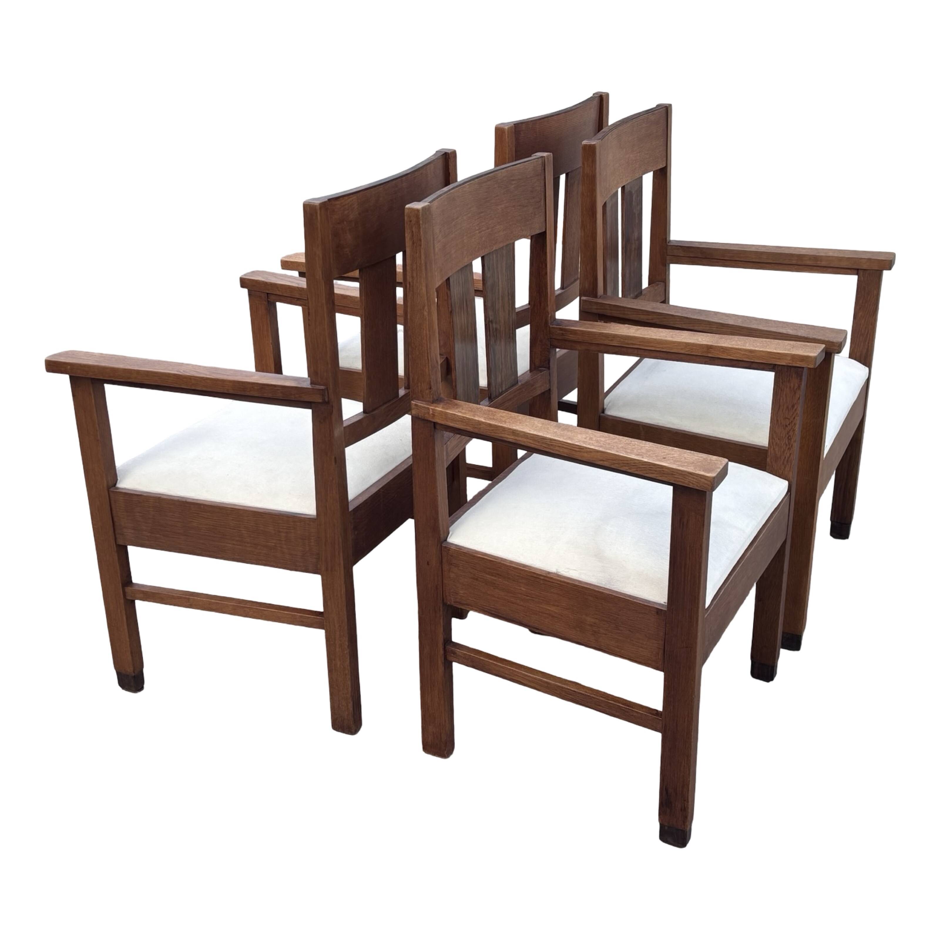 Set of four Art Deco chairs oak Amsterdam School Design 30's