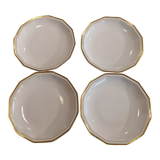 Set of vintage hollow plates in white and gilded Limoges porcelain
