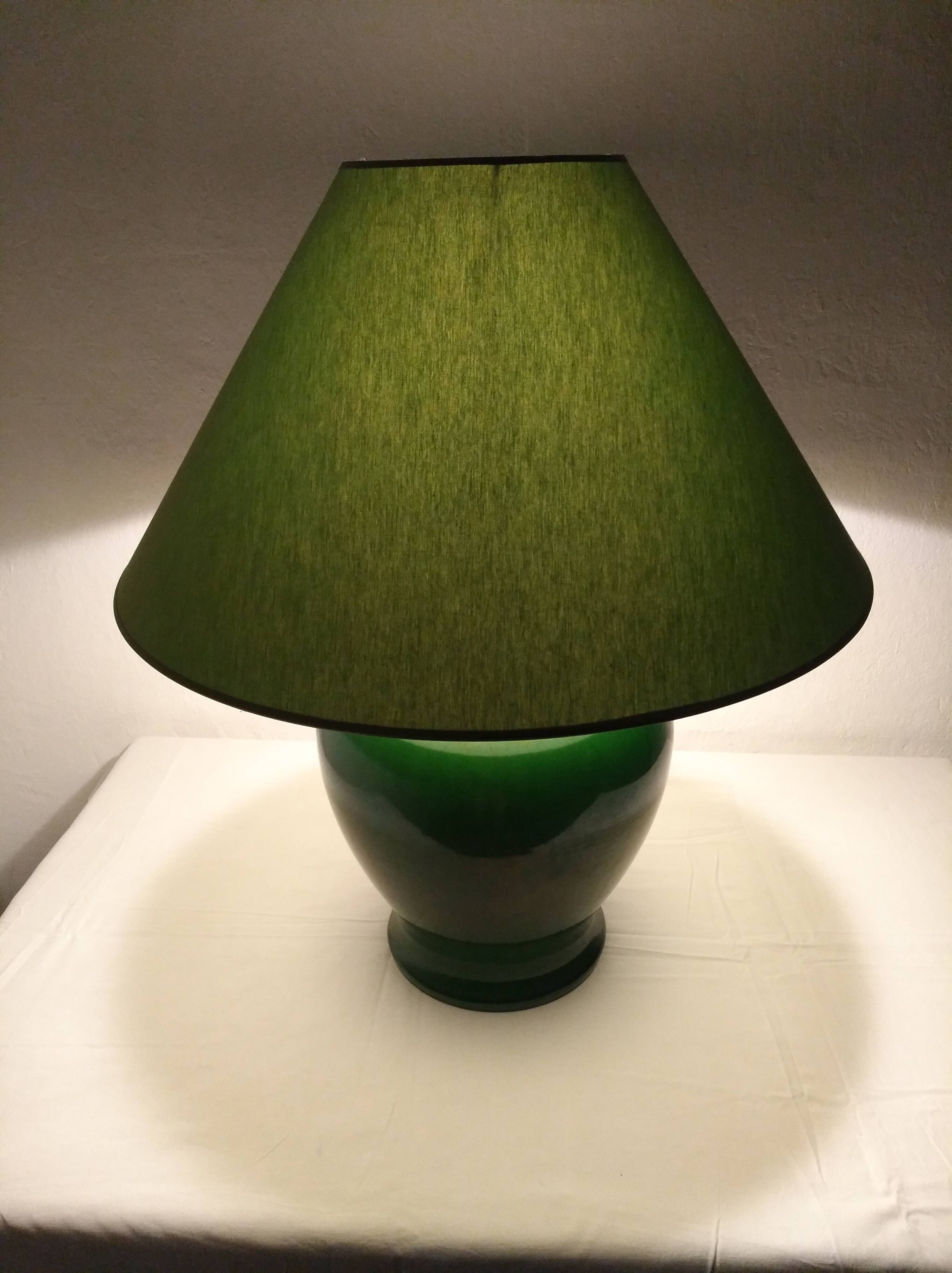 XL lamp in green earthenware from the 70s/80s