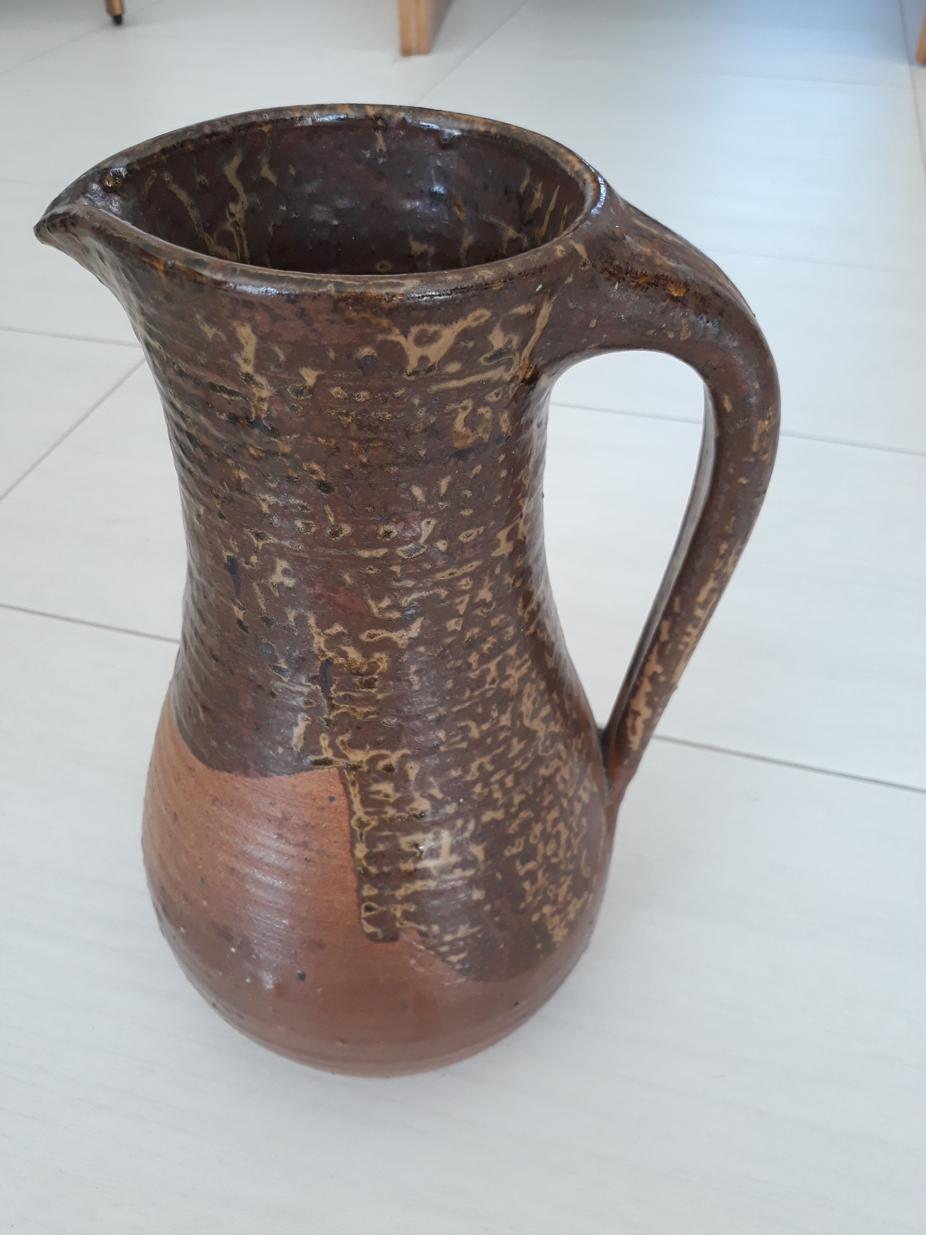 Vintage stoneware pitcher signed boutin