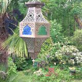 Moroccan brass suspension and coloured glass