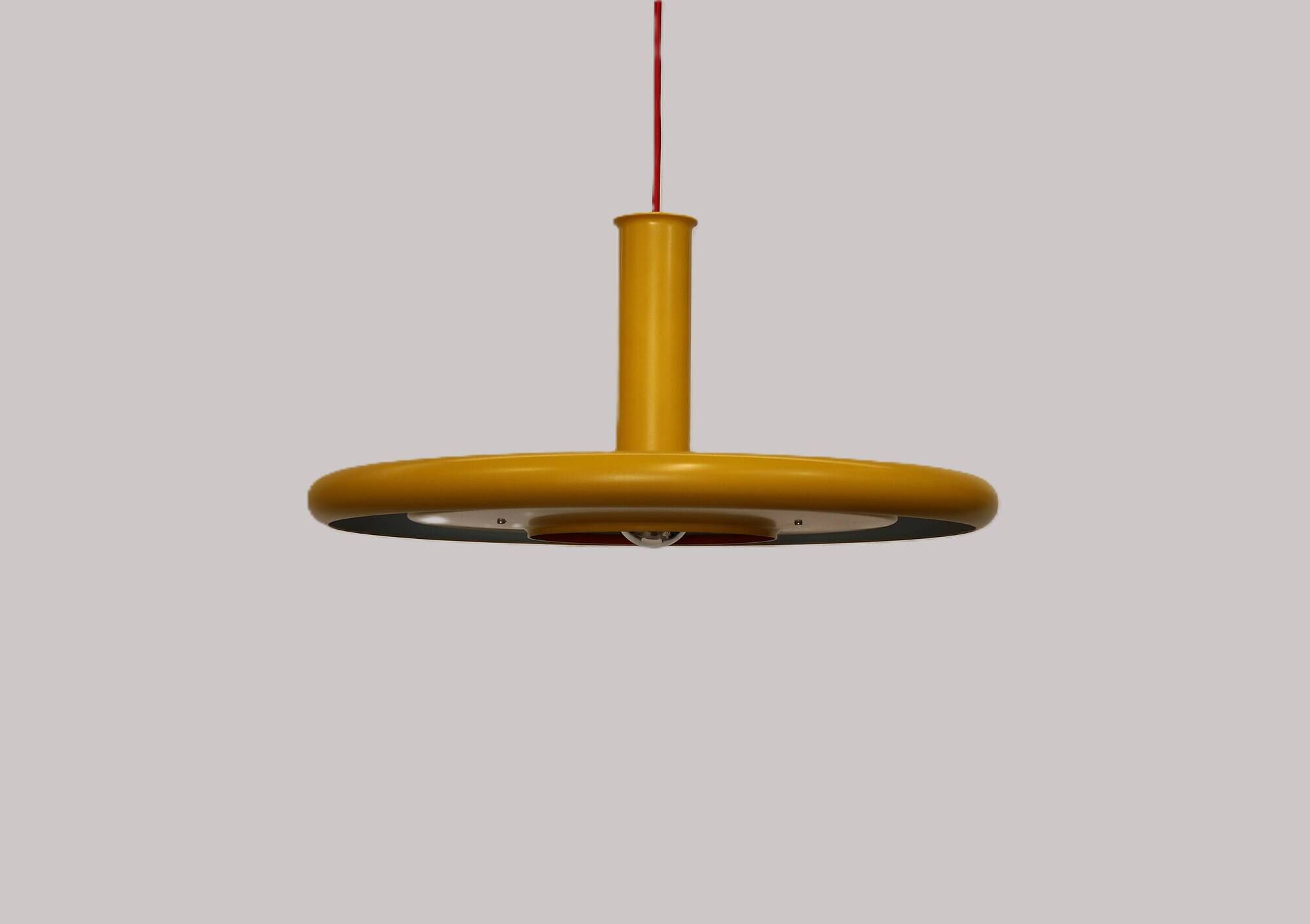 Yellow XL Fog & Morup Optima Pendant Lamp: Hans Due Design, Denmark 1970s