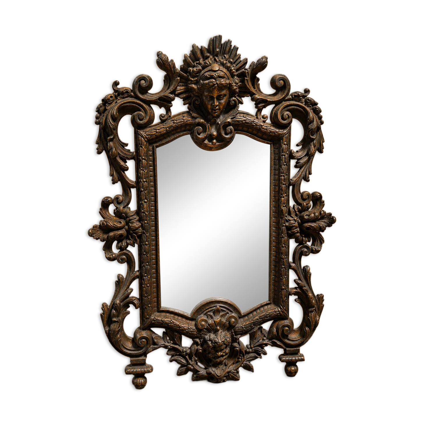 Richly chiselled bronze table mirror – neo-Renaissance style, 19th century