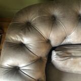 Sofa Chesterfield glossy brown leather