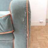 Velvet club sofa - 4 seats - damaged