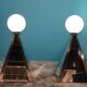 Pair of Italian design pyramid lamps 1970 steel and mirror