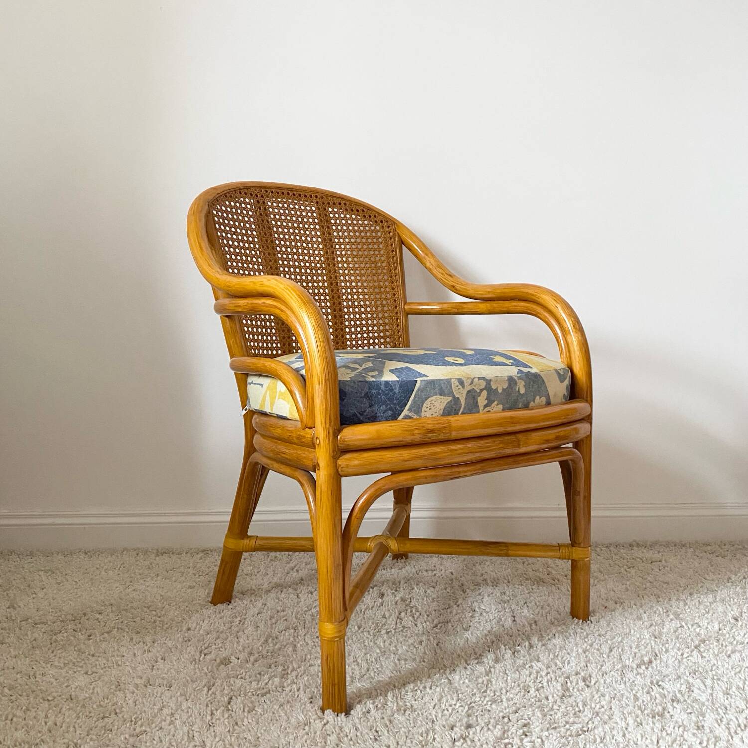 Roche bobois rattan and bamboo armchair