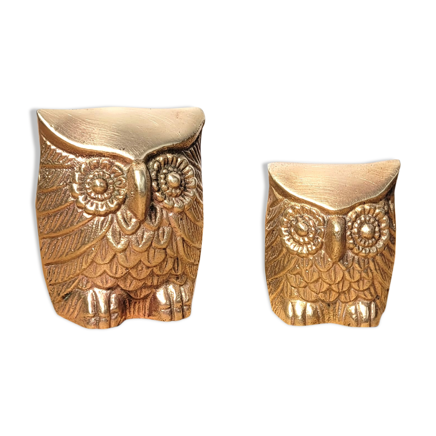 Pair brass owls
