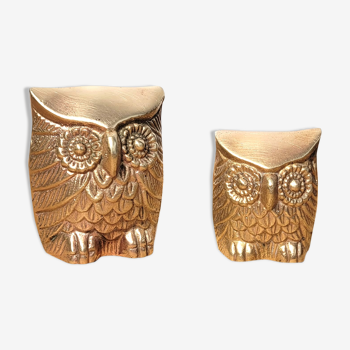 Pair brass owls