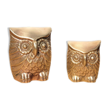 Pair brass owls