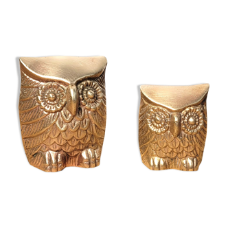 Pair brass owls