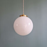 Art Deco suspension in white opaline and brass