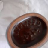 Vase en grès émaillè allemand des annèes 50 multicolore à fond marron.