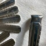 Petites cuillères métal argenté et pince à sucre Art Deco