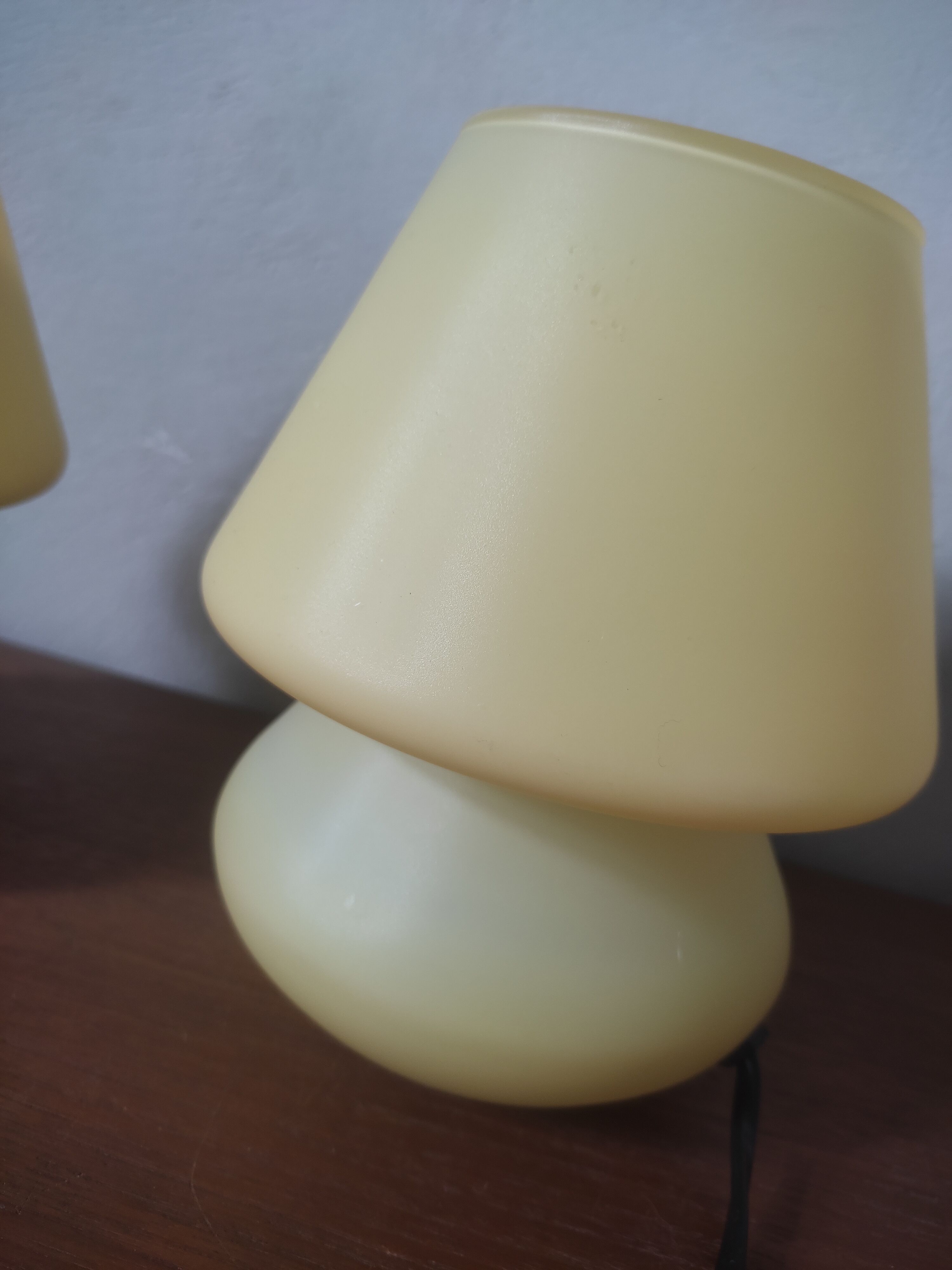 Pair of mushroom glass bedside lamps