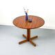 Table à manger ronde en teck massif, années 1970